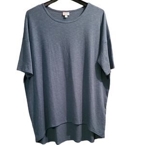 LLR LuLaRoe Irma High Low Tunic Top Ribbed Heather Slate Blue Sz 2XL